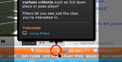 Quick Help Icons and Menu for Filtering Clips
