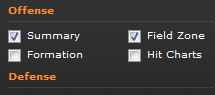 Organized Report Menu with Offense and Defense Categories
