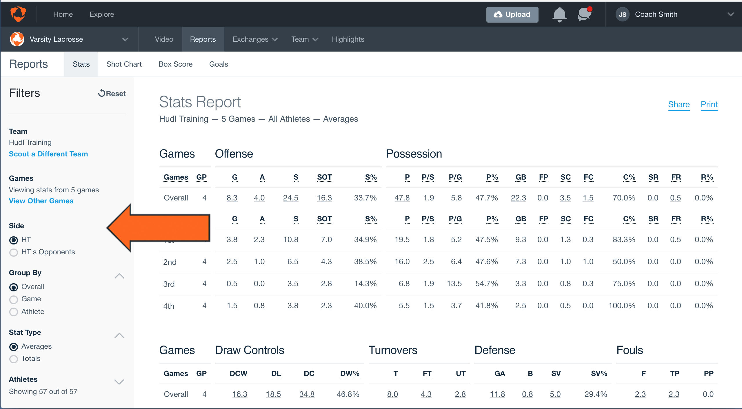 Lacrosse Stats Report Hudl Support